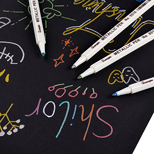 Sunshilor Metallic Markers Fine Point Metallic Marker Pens for Black Paper, Rock Painting, - Image 2