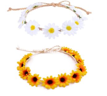 ShiQiao Spl Sunflower Crown Flower Headbands Wreath for Women Girls White Daisy Flower Hea