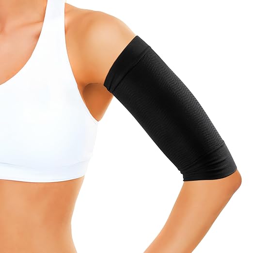 HEALLILY 1 Pair Black Slimming Arm Sleeves Elastic Compression Arm Shapers for Women Weigh