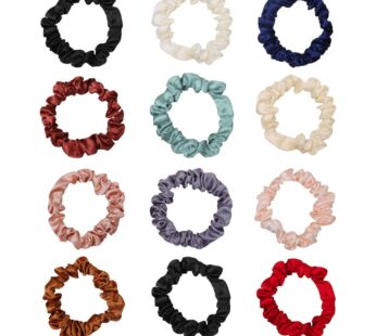 12Pcs Satin Elastic Hair Bands, Comfortable Silk Hair Scrunchies Skinny Hair Ties Satin Ha