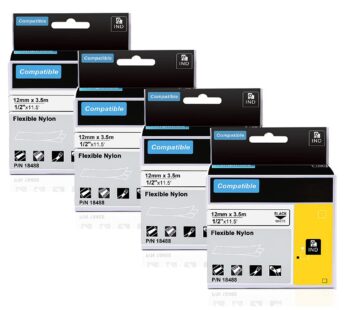 Aonomi Replacement for Dymo Rhino 18488 a18488 Black on White Flexible Nylon Industrial La