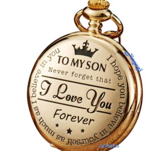 Golden Pocket Watch to Son I Love You Forever Gifts from a Mom Dad Engraved Fob Watches Ch