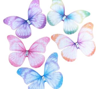 Chenkou Craft Mix Bulk 20pcs 2″(50mm) Organza Butterfly Two Layers Ribbon Flowers Bows Cra