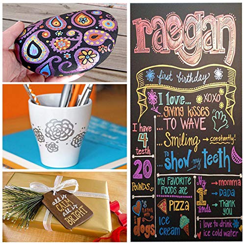 Sunshilor Metallic Markers Fine Point Metallic Marker Pens for Black Paper, Rock Painting, - Image 5