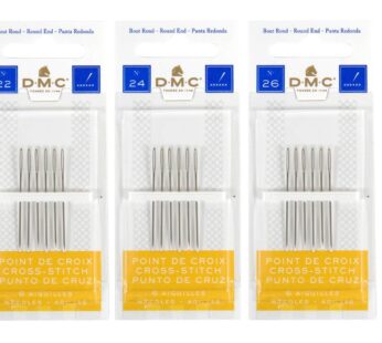 DMC 3 Pack Size 22-24-26 (One Pack Each)-Cross Stitch Needles – Total 18 Needles – New Pac
