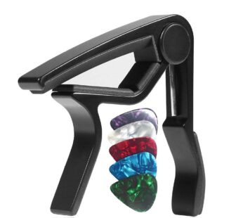 WINGO Guitar Capo for Acoustic and Electric Guitars with 5 Picks for Free, Black.