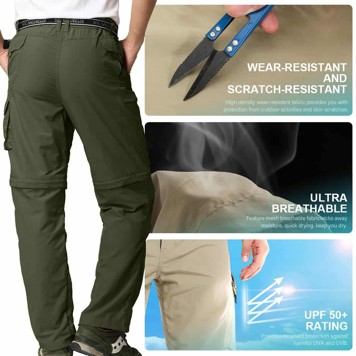 Jessie Kidden Mens Hiking Pants Convertible Quick Dry Lightweight Zip Off Outdoor Fishing - Image 5