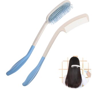 Fanwer Long Reach Handled Comb and Hair Brush Set Applicable to elderly and hand-disabled