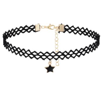 Olbye Elastic Choker Star Necklace Black Tattoo Choker Necklaces for Women and Girls Plast