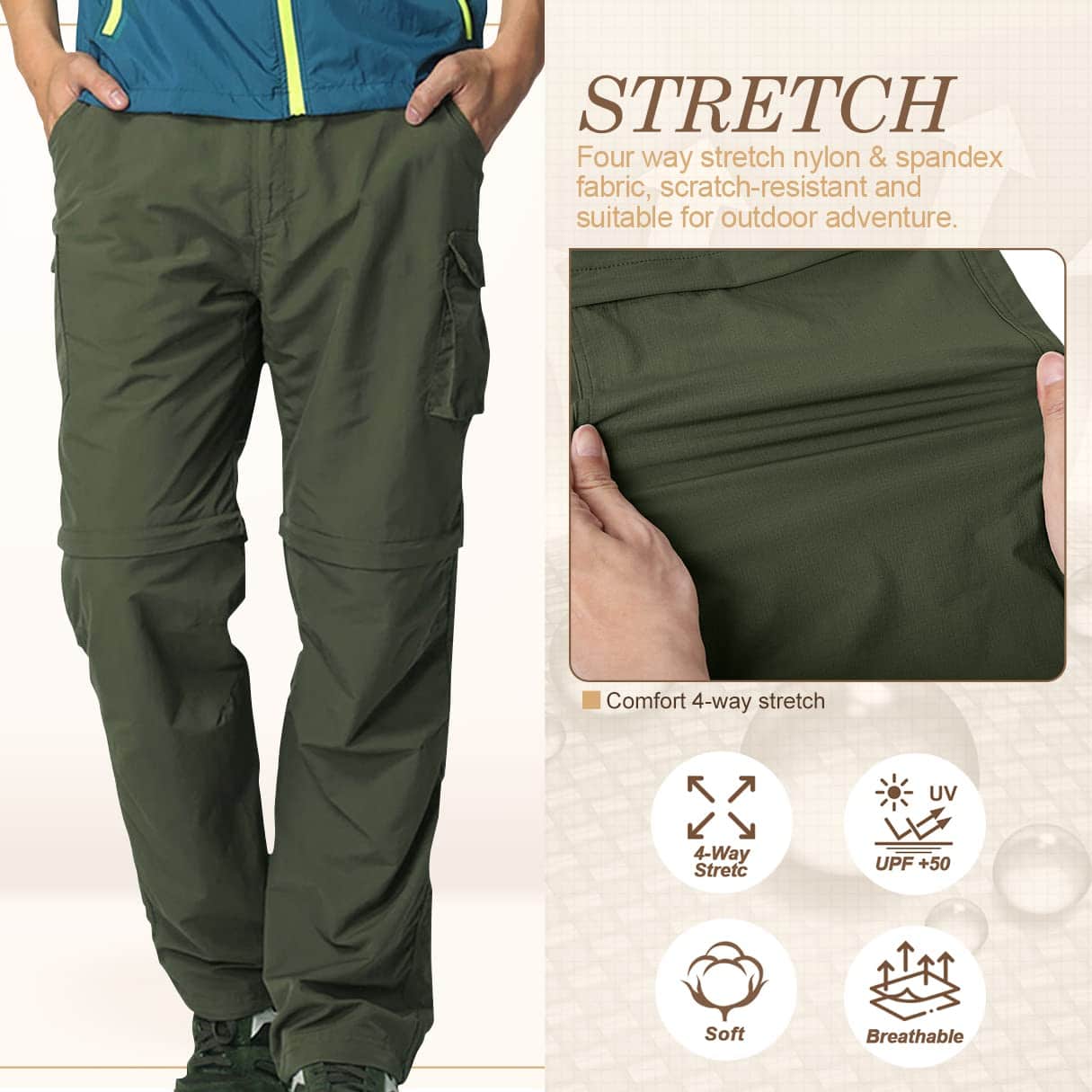 Jessie Kidden Mens Hiking Pants Convertible Quick Dry Lightweight Zip Off Outdoor Fishing - Image 2