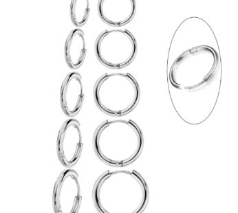 5 Pairs 316L Surgical Stainless Steel Small Hoop Earrings Set Hypoallergenic EarringEndles