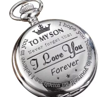 GORBEN Silver Pocket Watches to My Son Forever from a Mom Dad Engraved Quartz Fob Watches