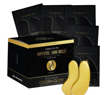 DERMORA Golden Glow Under Eye Patches (20 Pairs Eye Gels) – Rejuvenating Treatment for Dar