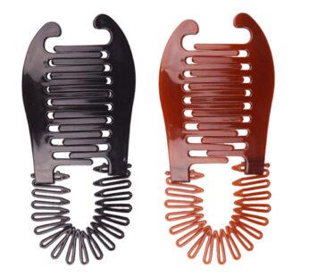 2PCS Plastic Interlocking Banana Clip Clincher Interlocking Two Sides Hair Comb Elongated