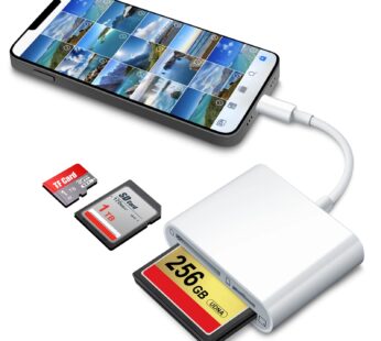 DenicMic SD CF Card Reader Compatible with iPhone/iPad SD CF TF Memory Card Reader Adapter