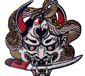 Hannya Oni Mask Patch Embroidered Badge Iron On Sew On Emblem