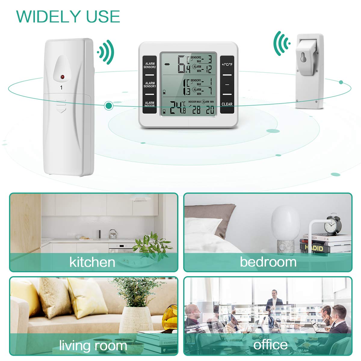ORIA Refrigerator Thermometer, Wireless Digital Freezer Thermometer with 2 Wireless Sensor - Image 5