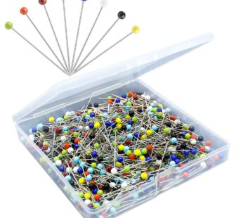 500PCS Sewing Pins for Fabric, Straight Pins with Colored Ball Glass Heads Long 1.5inch, Q
