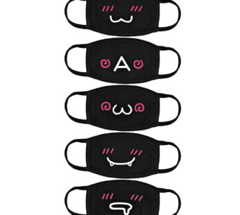 Aniwon Kawaii Muffle Mask, 5 Pack Anti-Dust Anime Cotton Mouth Mask Cute Kaomoji Face Mask