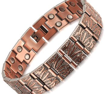 RainSo 99.99% Men Double Row Pure Copper Magnetic Bracelet for Men 3500 Gauss with Gift Bo