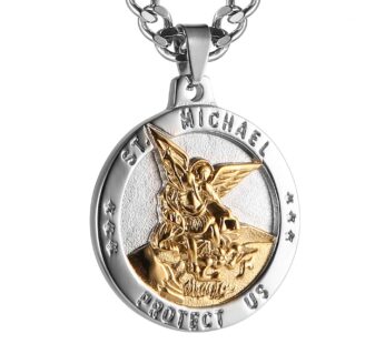 HZMAN St Michael The Archangel Catholic Medal Stainless Steel Amulet Pendant Necklace 22+2