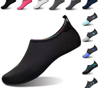 L-RUN Women Mens Summer Shoes Athletic Water Sports Aqua Sock Black XL(W:10.5-11,M:8-9)=EU