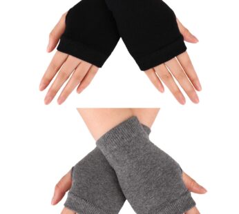 Blulu Fingerless Warm Gloves with Thumb Hole Cozy Half Fingerless Driving Gloves Knit Mitt