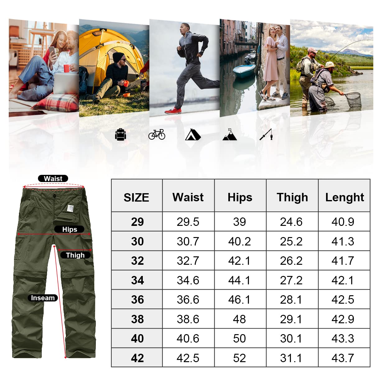 Jessie Kidden Mens Hiking Pants Convertible Quick Dry Lightweight Zip Off Outdoor Fishing - Image 6
