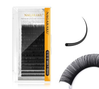 NAGARAKU Eyelash Extensions Individual Lashes 0.10mm D curl 7-15mm Mix Tray Classic Matte
