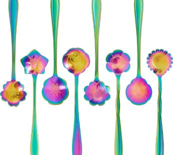 8 Pieces Flower Spoon Coffee Teaspoon Set Stainless Steel Tableware Creative Sugar Spoon T