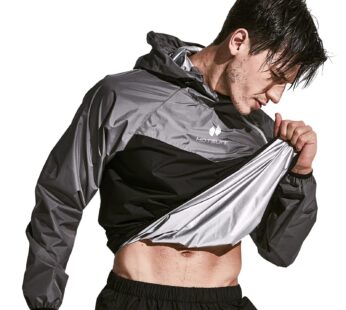 HOTSUIT Sauna Suit for Men Sweat Sauna Jacket Pant Gym Workout Sweat Suits, Gray, S