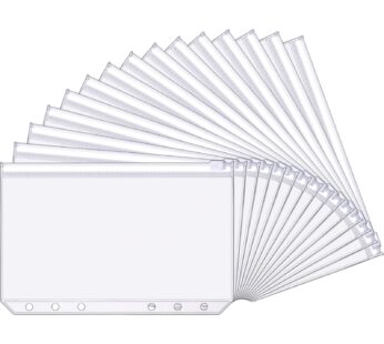 Yaomiao A6 Binder Pockets 6-Holes Budget Cash Envelopes Clear Zipper Folders Loose Leaf Ba