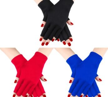 Syhood 3 Pairs UV Light Glove for Gel Nail Lamp Manicure Glove Anti UV Fingerless Gloves P