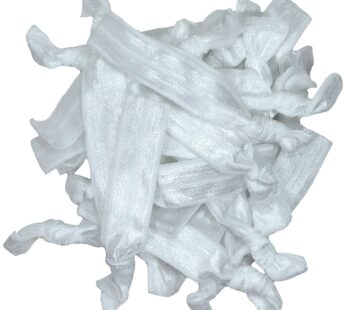Hair Ties 20 Elastics Ponytail Holder Set No Crease Ribbon Bands (White)