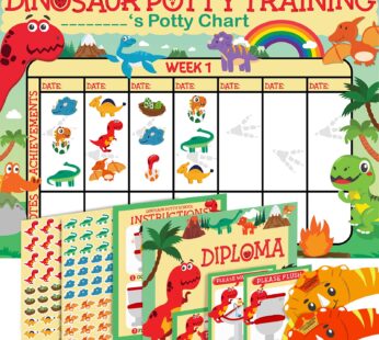 Potty Training Chart for Toddlers, Dinosaur Design Reward Chart – 194 Cool Stickers, 2 Fun