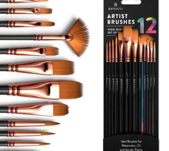 Professional Artist Paint Brush Set of 12 – Painting Brushes Kit for Kids, Adults Fabulous