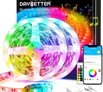 DAYBETTER 60Ft Smart Led Lights,5050 RGB Led Strip Lights Kits with Remote, App Control Ti
