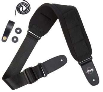 AMUMU Guitar Strap SBR Foam Padded Short Black for Acoustic, Electric, and Bass Guitars wi