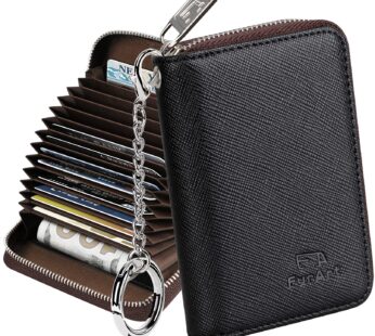 FurArt Credit Card Wallet, Zipper Card Cases Holder for Men Women, RFID Blocking, KeyChain