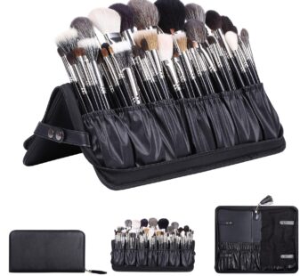 Rownyeon Professional Makeup Brushes Organizer Bag Makeup Artist Cosmetic Case Leather Han