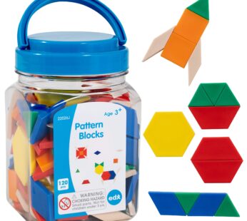 Edx Education Pattern Blocks – Mini Jar Set of 120 – Plastic Pattern Blocks – Practice Sor