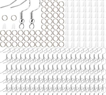 Sterling Silver Earring Hooks, 300 pcs Earring Making Kits with Earring Backs and Jump Loo