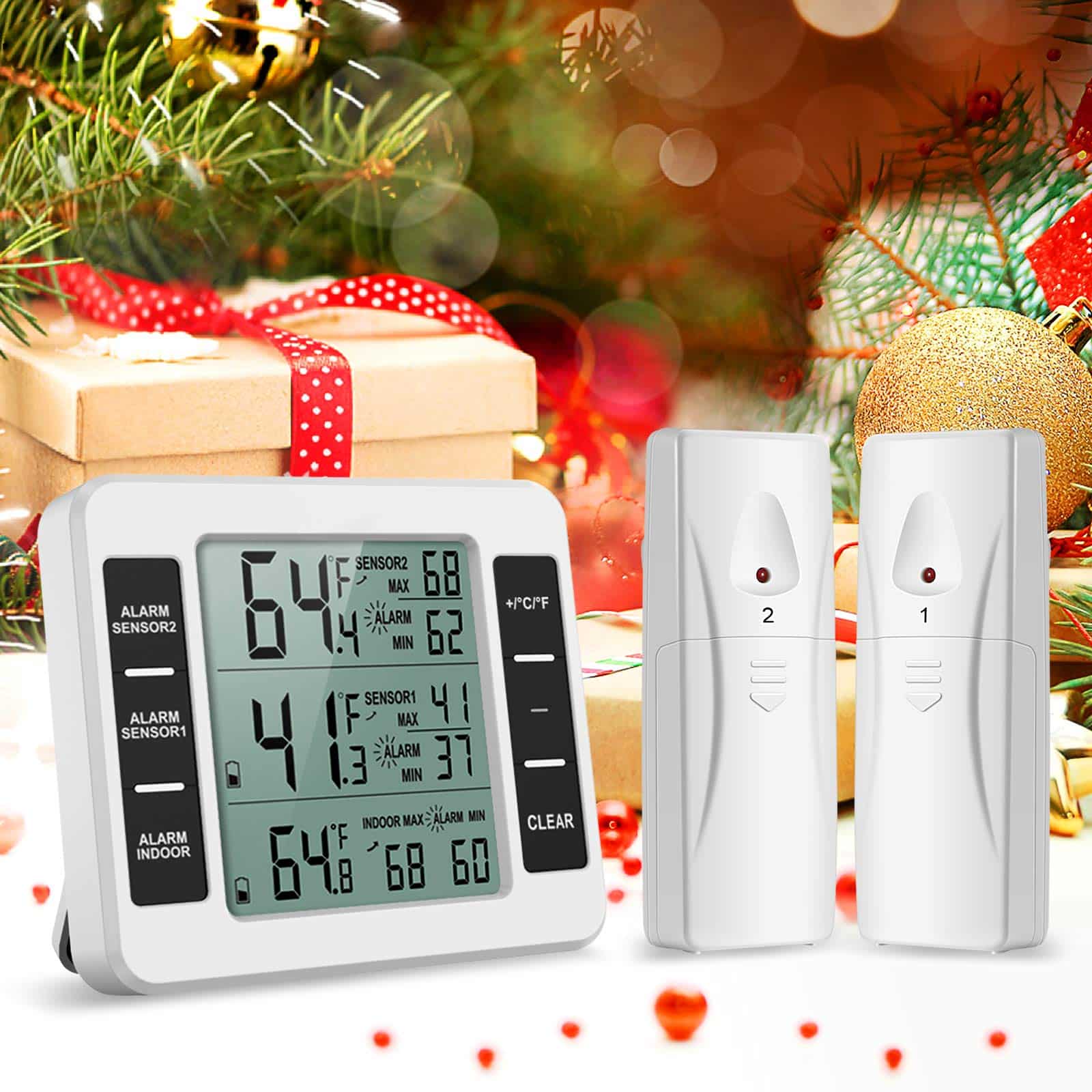 ORIA Refrigerator Thermometer, Wireless Digital Freezer Thermometer with 2 Wireless Sensor - Image 2