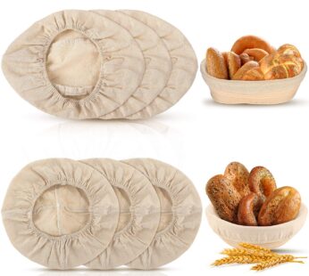 6 Pieces Round and Oval Bread Banneton Proofing Basket Cloth Liner Set 9 Inch and 10 Inch