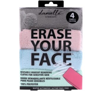 ERASE YOUR FACE Make-up Removing Cloths, By Danielle Enterprises, Pastel, 4 Count