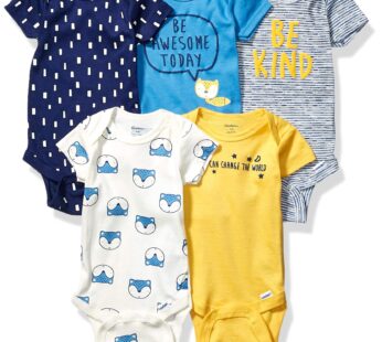 Gerber Baby Boys 5-Pack Short Sleeve Variety Onesies Bodysuits Awesome Fox Newborn