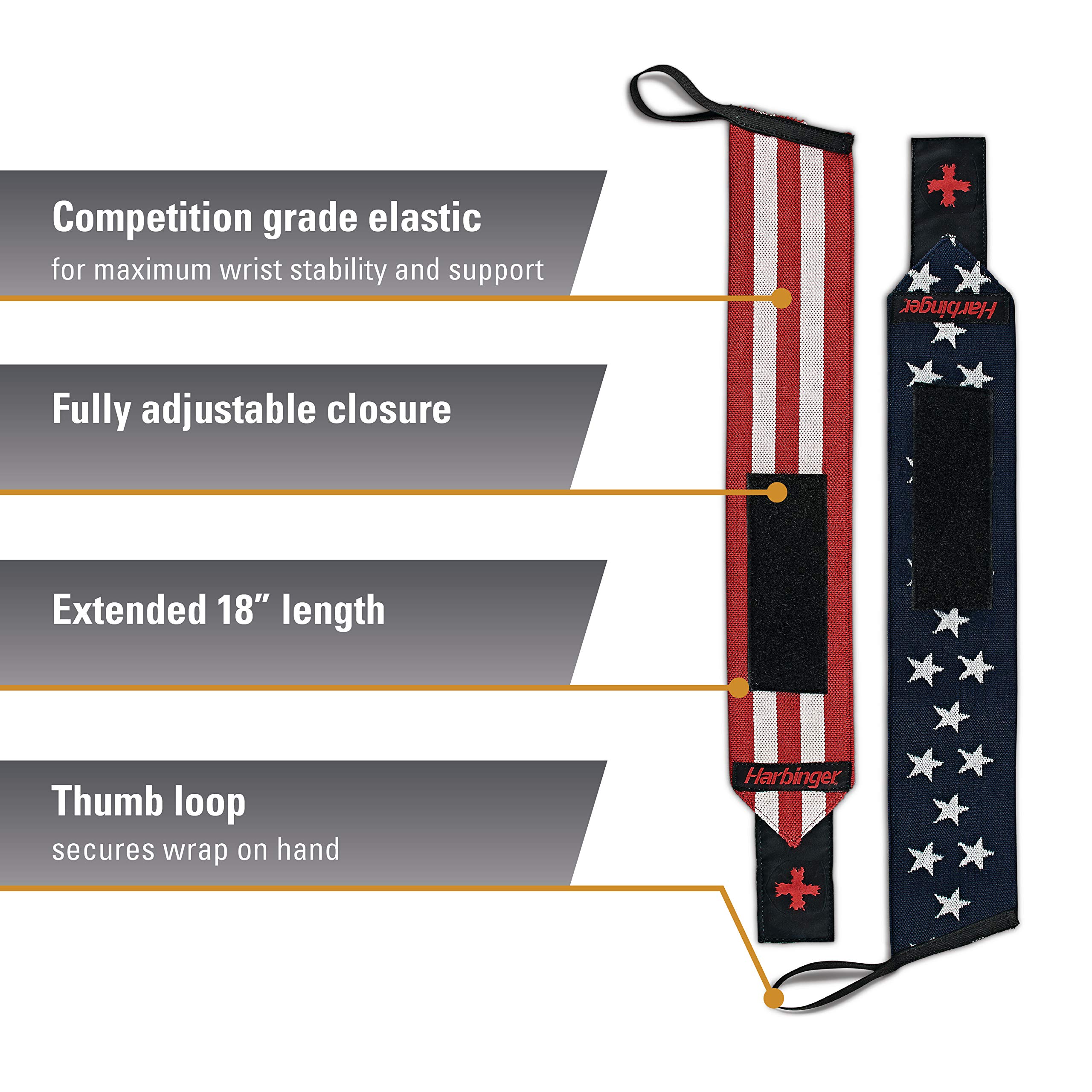 Harbinger Red Line 18-Inch Weightlifting Wrist Wraps for Men and Women (Pair) - Image 2