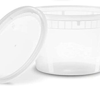Mr. Miracle 16 oz Clear Deli Containers with Lids. Pack of 12. Airtight Reusable Plastic F