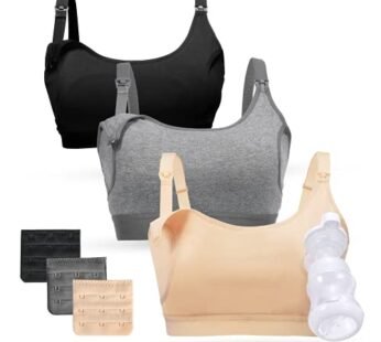 Momcozy Pumping Bra, Pumping Bra Hands Free 3 Pack Comfortable All Day Wear Pumping and Nu