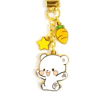 Milkmochabear Milk Enamel Keychain – Mini Clasp All Metal Gold Finish with Two Charms For